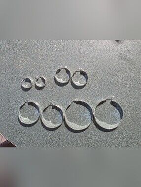 4 Pair Sterling Hoop Earrings  New